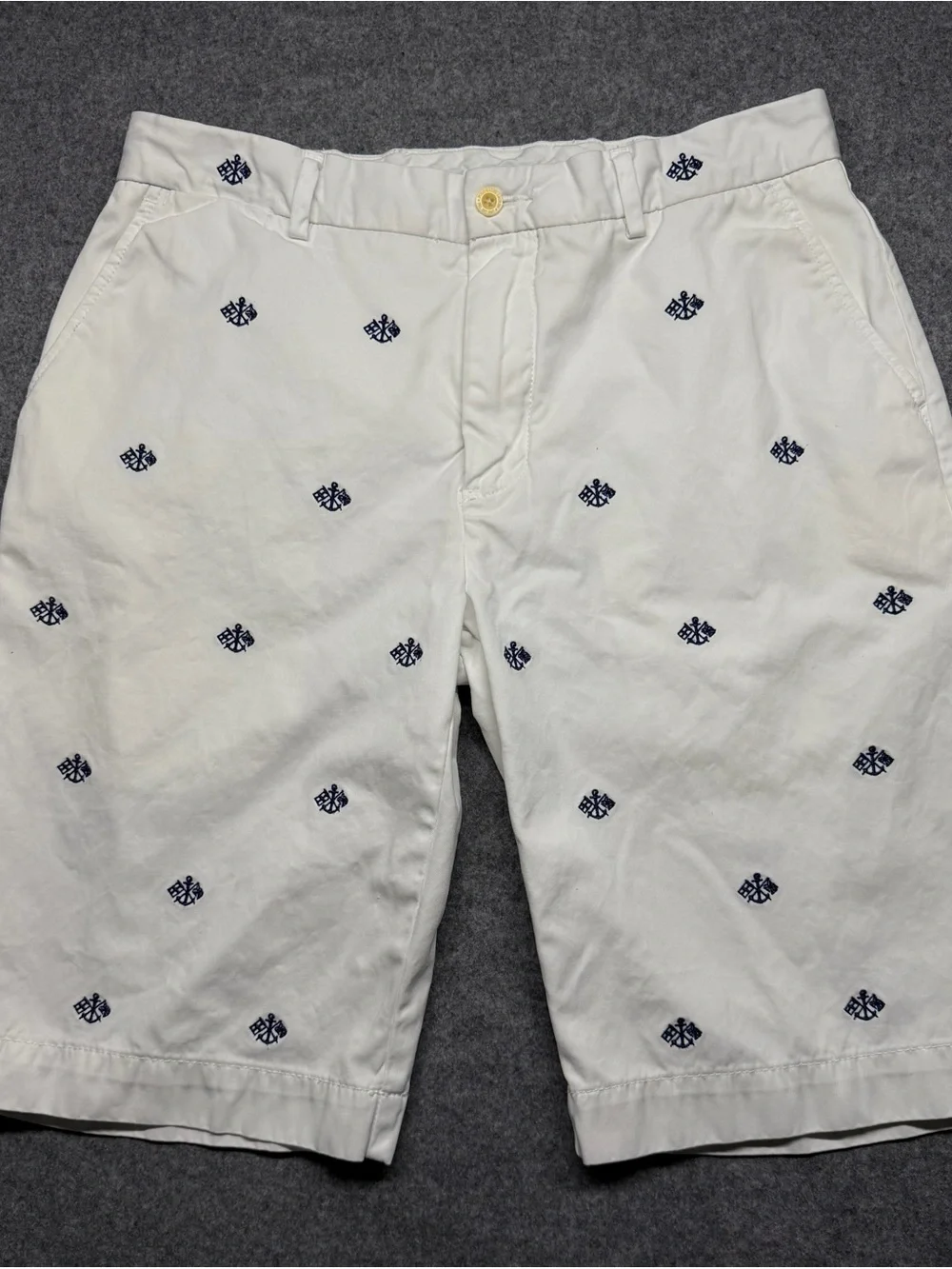 Polo Ralph Lauren Vintage Men's White Shorts Size 33 Embroidered Anchors Cotton